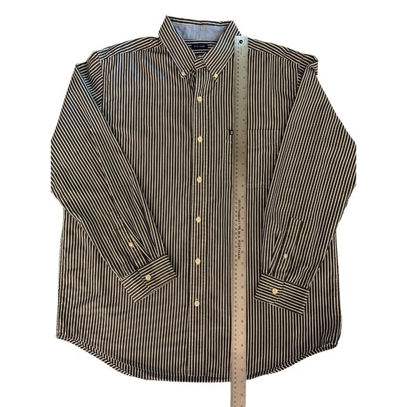 Chaps Est. 1978 Mens Long Sleeve White Gray Striped Button-Down Shirt Large - Picture 7 of 12